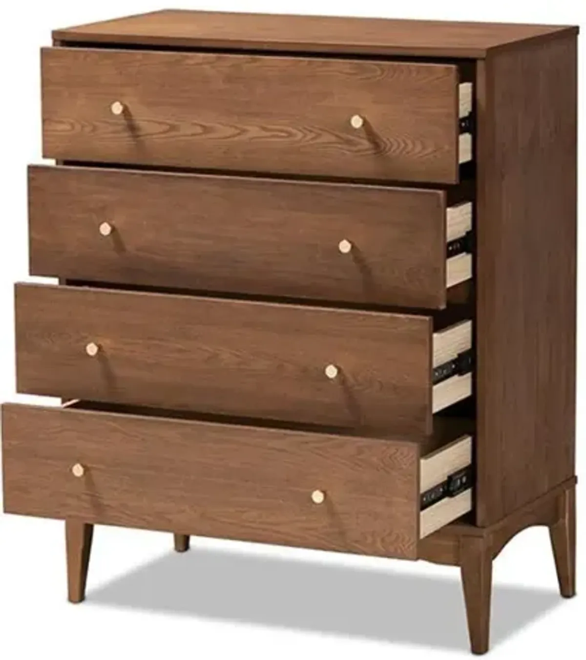 Baxton Studio Landis Mid-Century Modern Ash Walnut Finished Wood 4-Drawer Chest