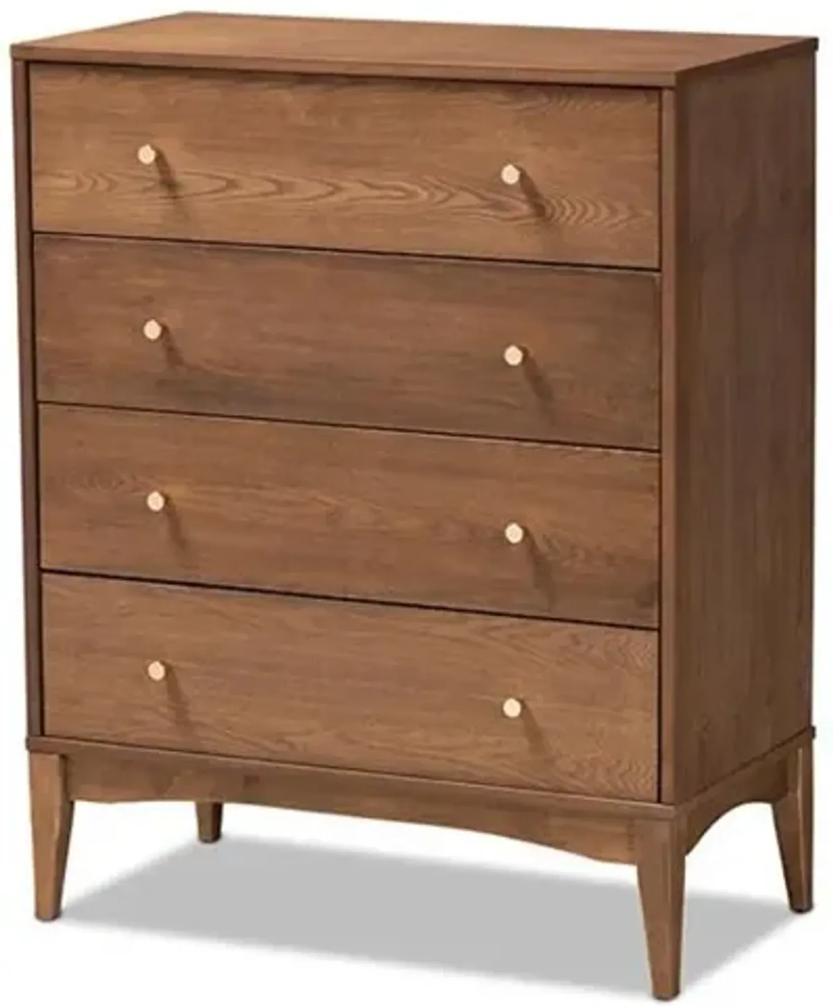 Baxton Studio Landis Mid-Century Modern Ash Walnut Finished Wood 4-Drawer Chest