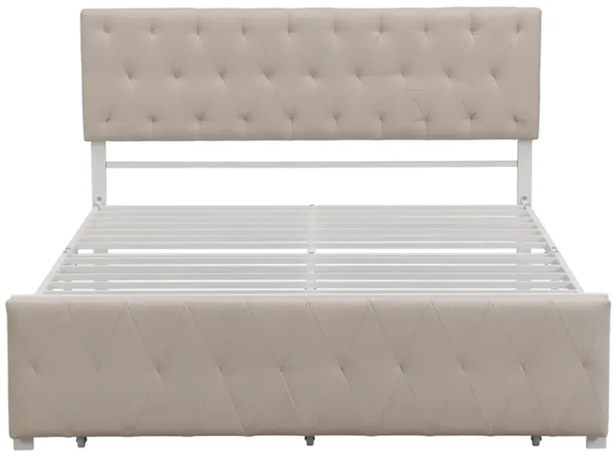 Queen Size Storage Bed Metal Platform Bed With A Big Drawer