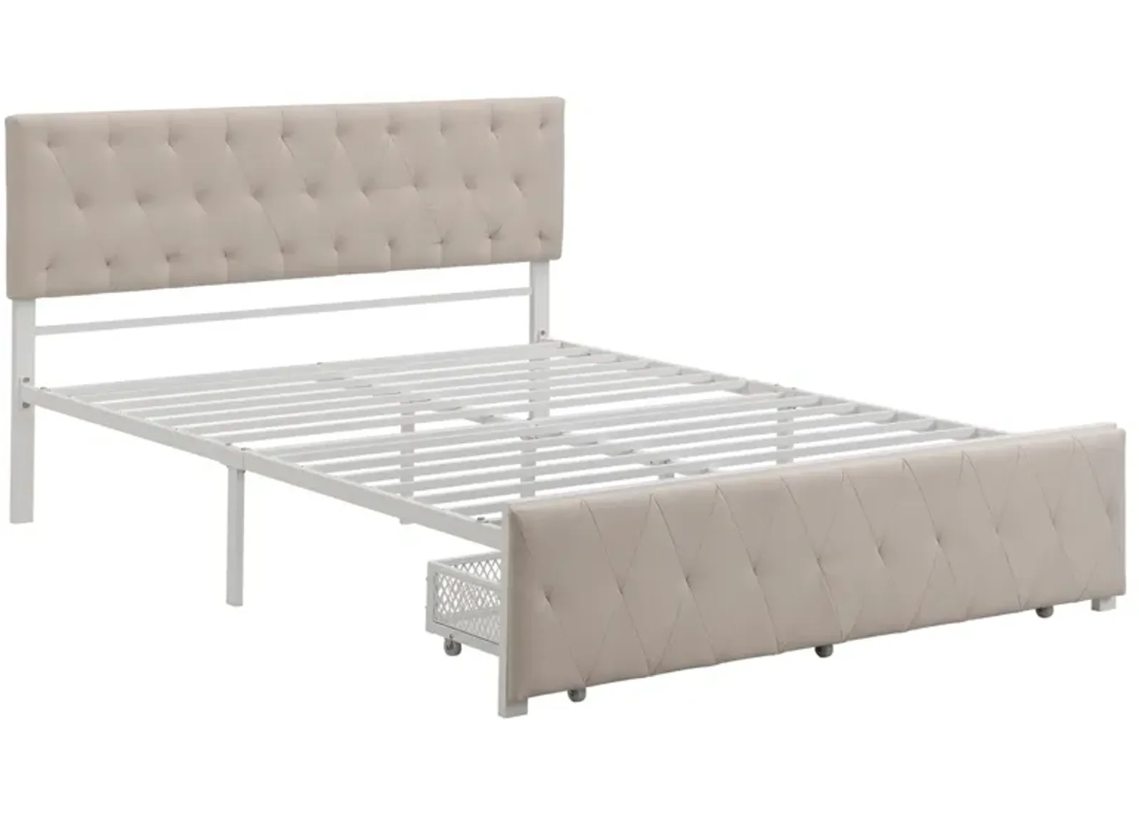 Queen Size Storage Bed Metal Platform Bed With A Big Drawer