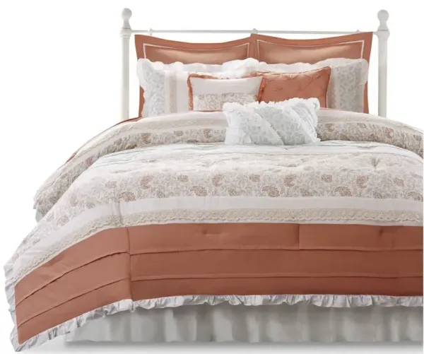 Gracie Mills Singleton 9-Piece Cotton Percale Comforter Set with Paisley Print