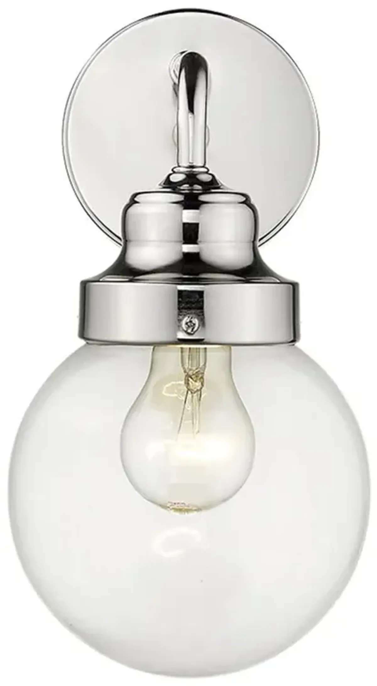 Hivvago One Light Silver Wall Sconce with Round Glass Shade