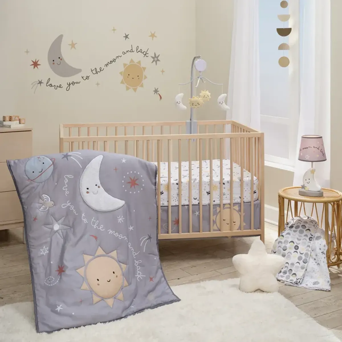 Bedtime Originals Little Star Celestial Moon Nursery Lamp with Shade and Bulb