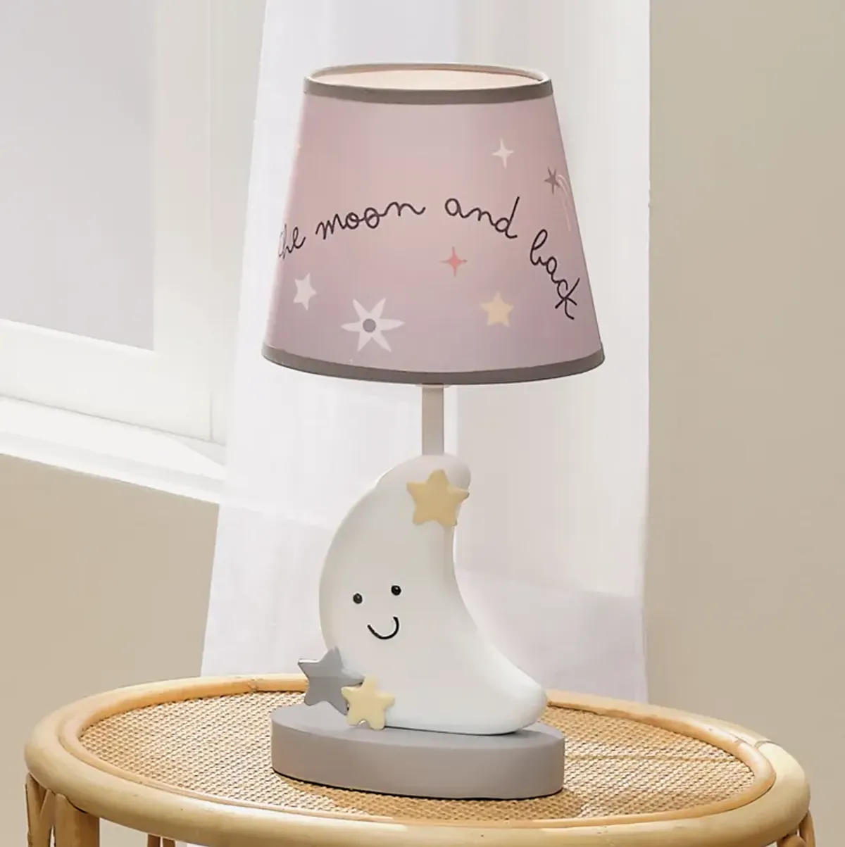 Bedtime Originals Little Star Celestial Moon Nursery Lamp with Shade and Bulb