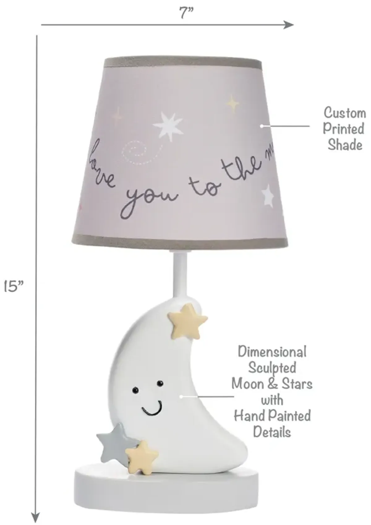 Bedtime Originals Little Star Celestial Moon Nursery Lamp with Shade and Bulb