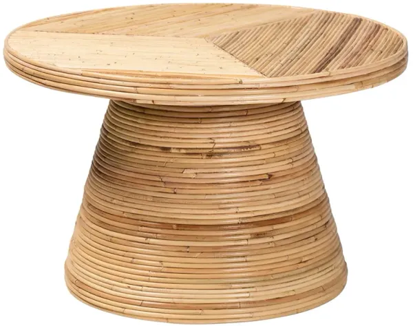 bali & pari Bella Modern Bohemian Natural Rattan and Mahogany Wood Coffee Table