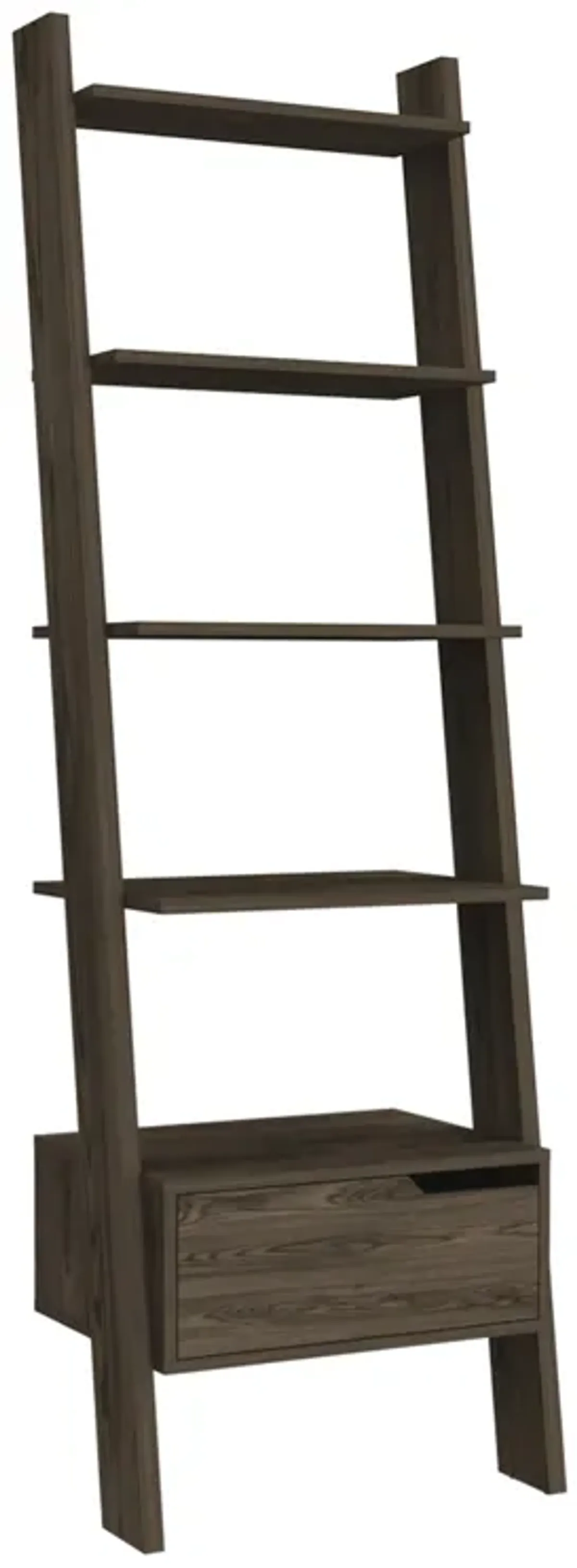 DEPOT E-SHOP Kobe Ladder Bookcase, One Drawer, Five Open Shelves, Dark Walnut