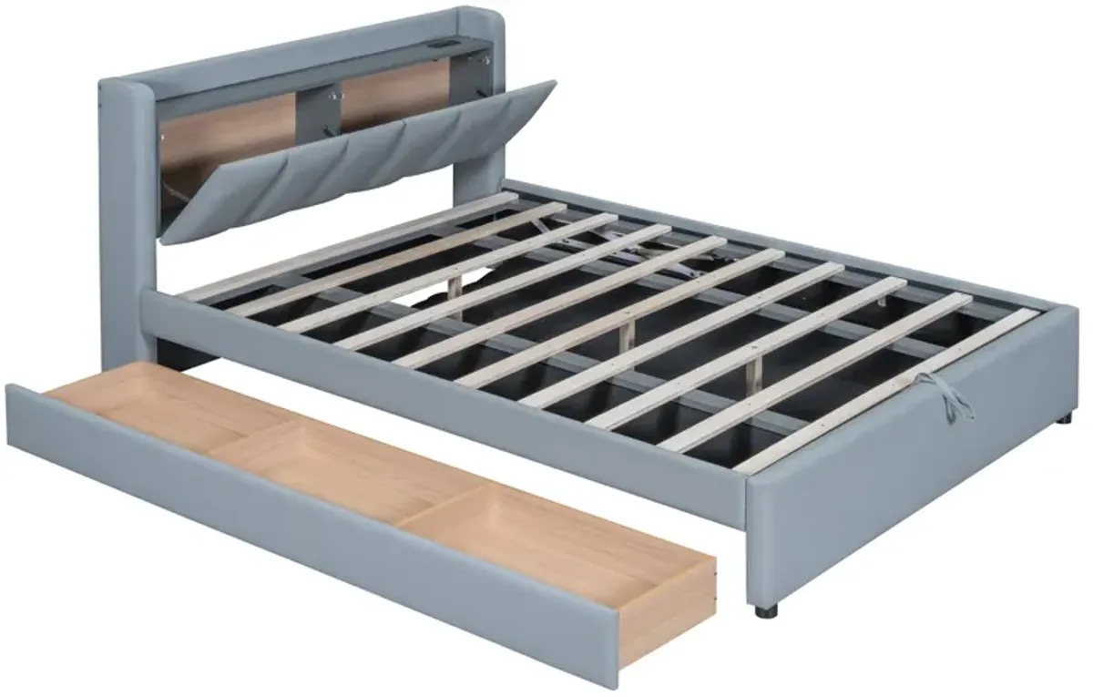 Merax Two in One Upholstered Platform Bed with Storage