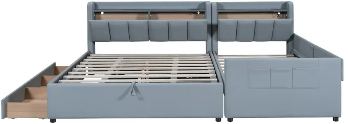 Merax Two in One Upholstered Platform Bed with Storage