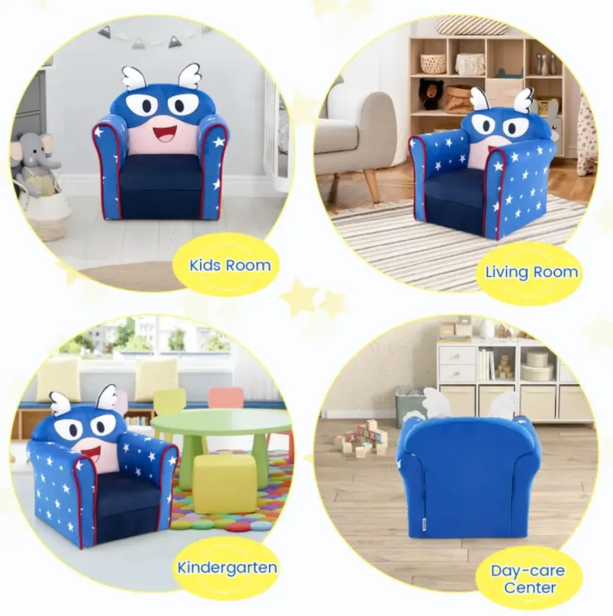 Hivvago Original Kids Sofa with Armrest and Thick Cushion