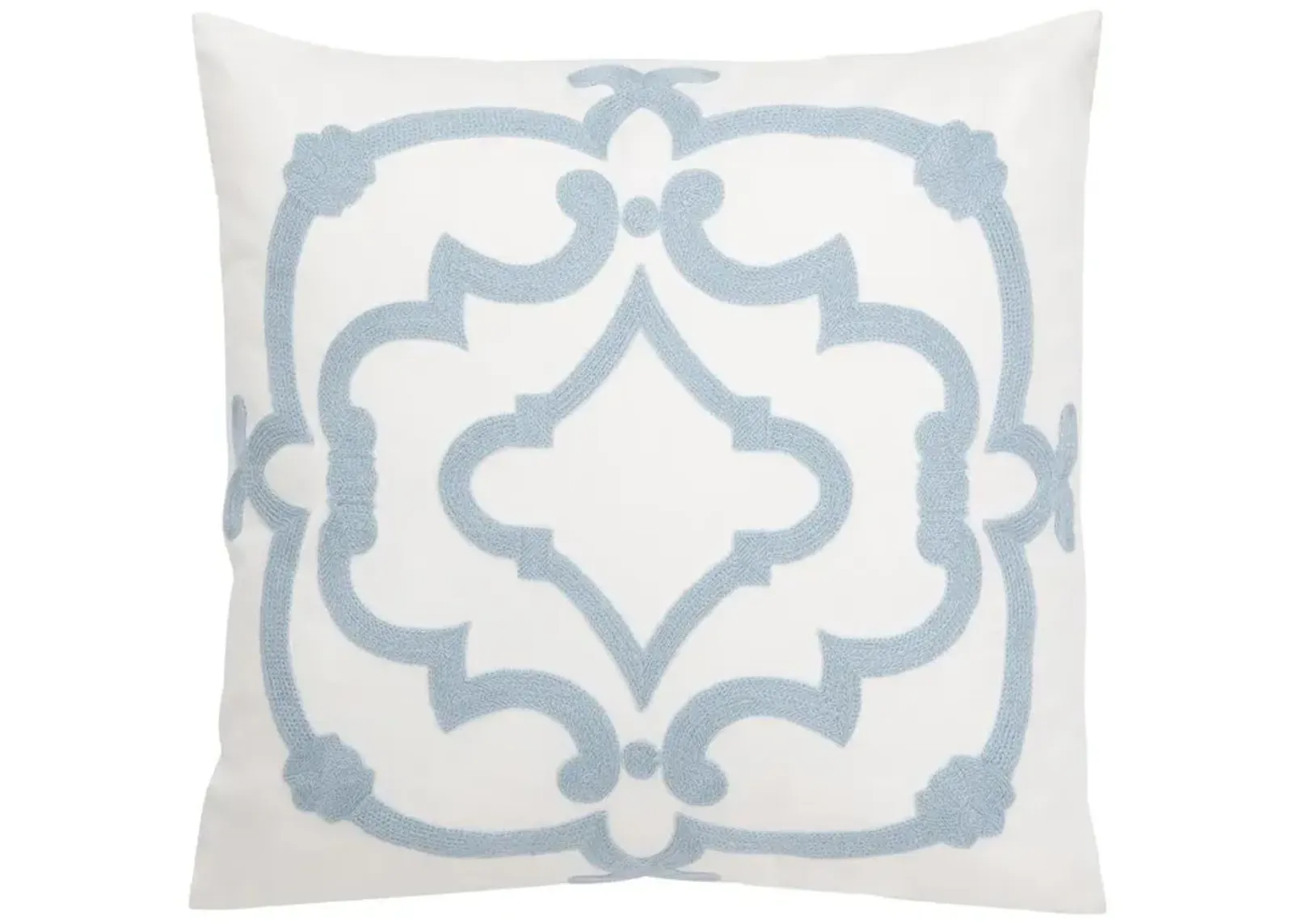 EMBROIDERED Daciana Pillow, White/Blue