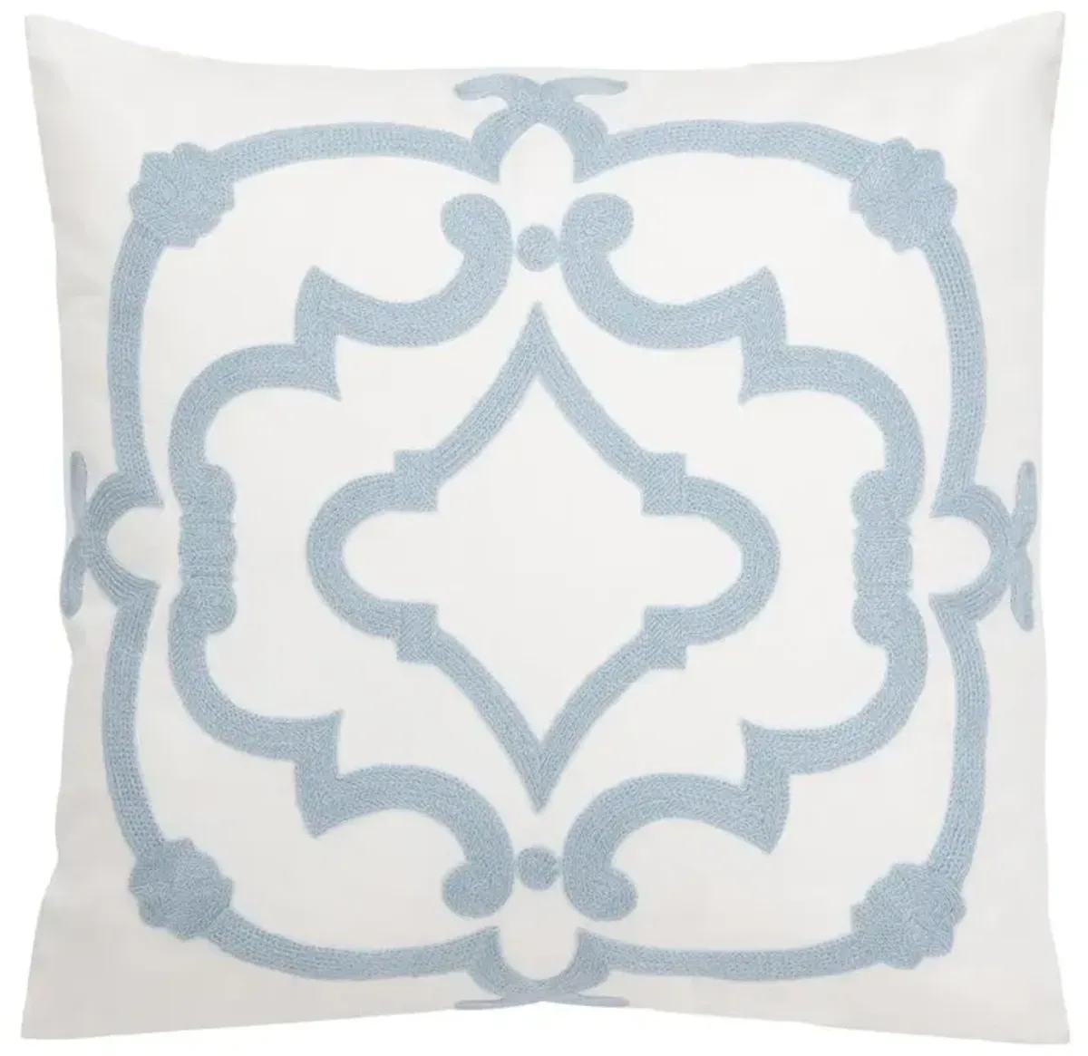 EMBROIDERED Daciana Pillow, White/Blue