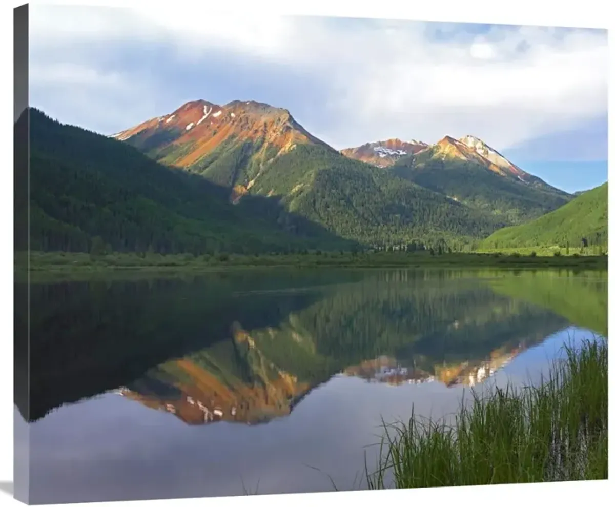 Red Mountain reflected in Crystal Lake, Colorado-Canvas Art-36x29.88
