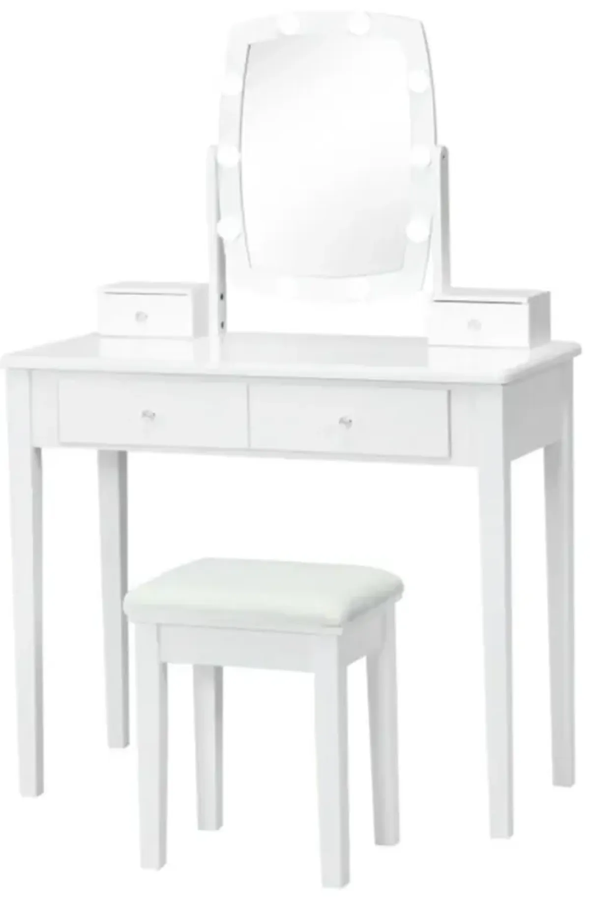 Hivvago Vanity Table Set with Lighted Mirror for Bedroom and Dressing Room