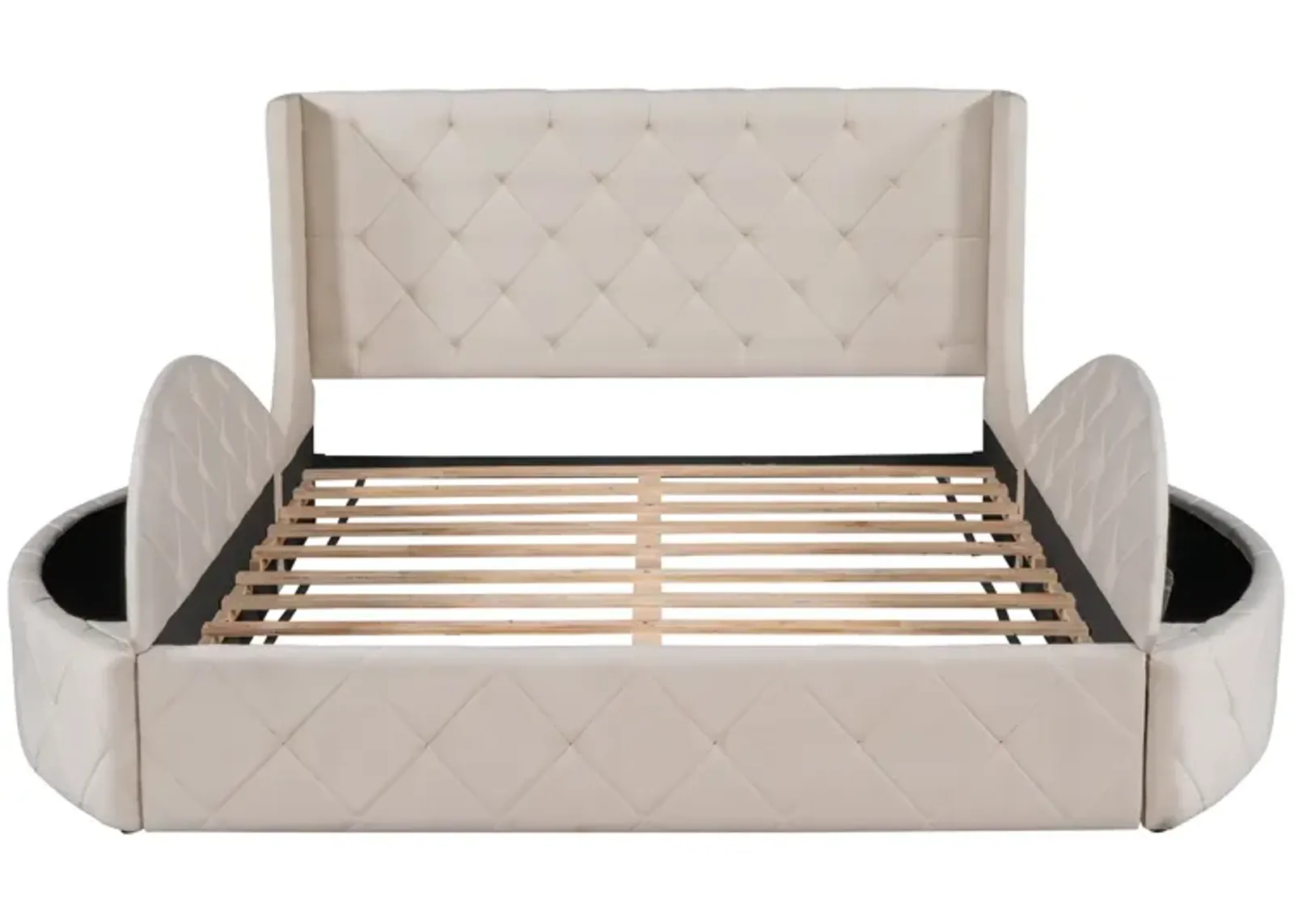 Merax Velvet Upholstered Platform Bed with Storage