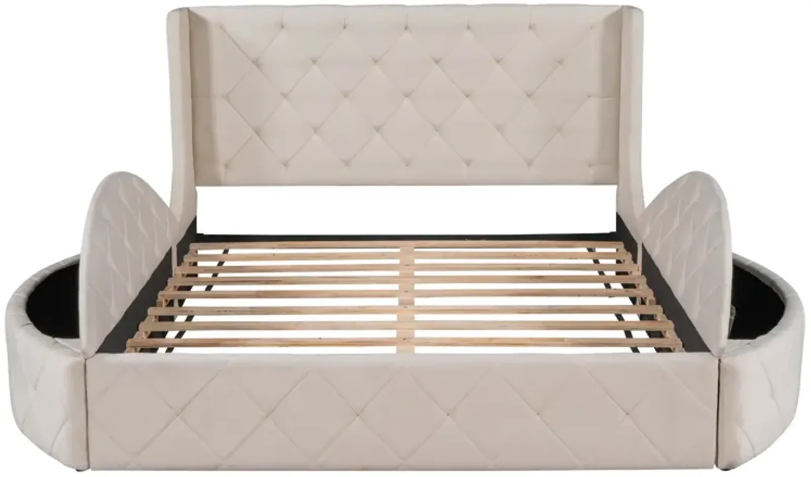 Merax Velvet Upholstered Platform Bed with Storage