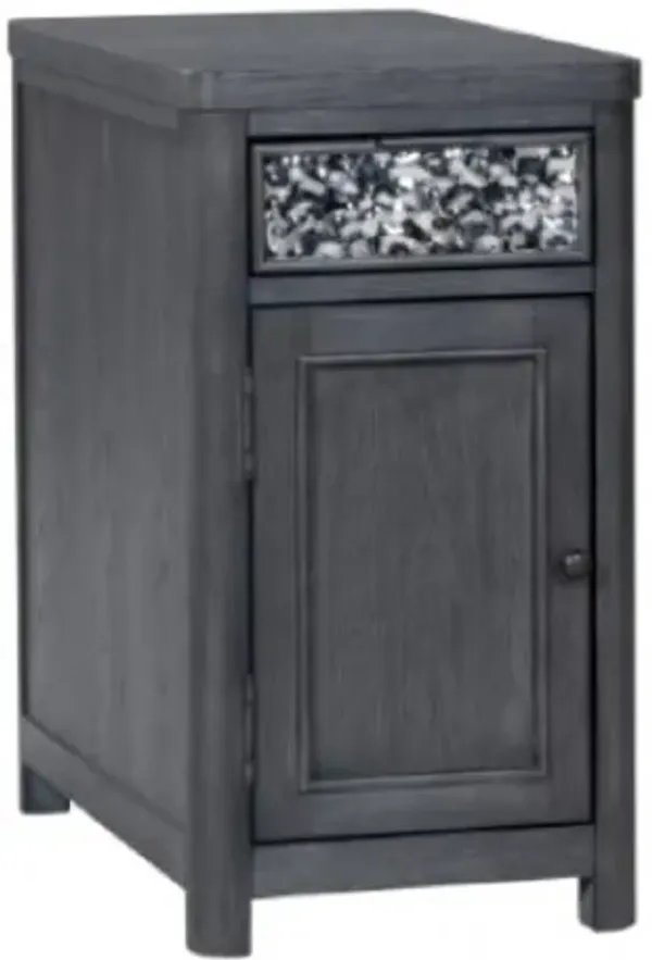 Zoko Chairside End Table, Drawer and USB Ports, Ash Gray Wood, 26 Inch
