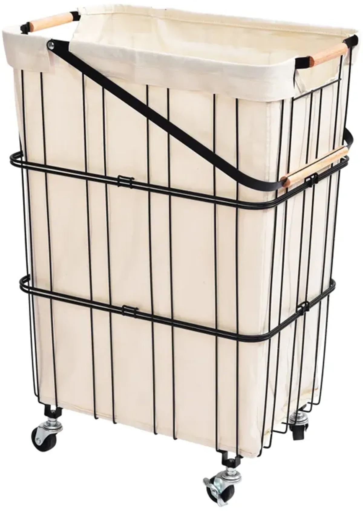 Oceanstar Mobile Rolling Storage Laundry Basket Cart with Handle