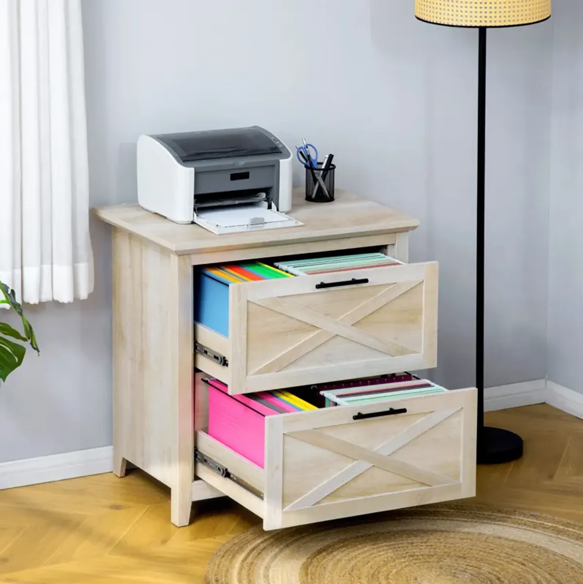 White Oak Document Storage: Retro 2-Drawer Lateral File Cabinet