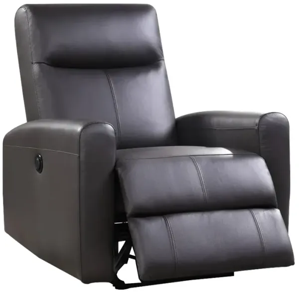 Leatherette Power Recliner with Tufted Back, Brown - Benzara