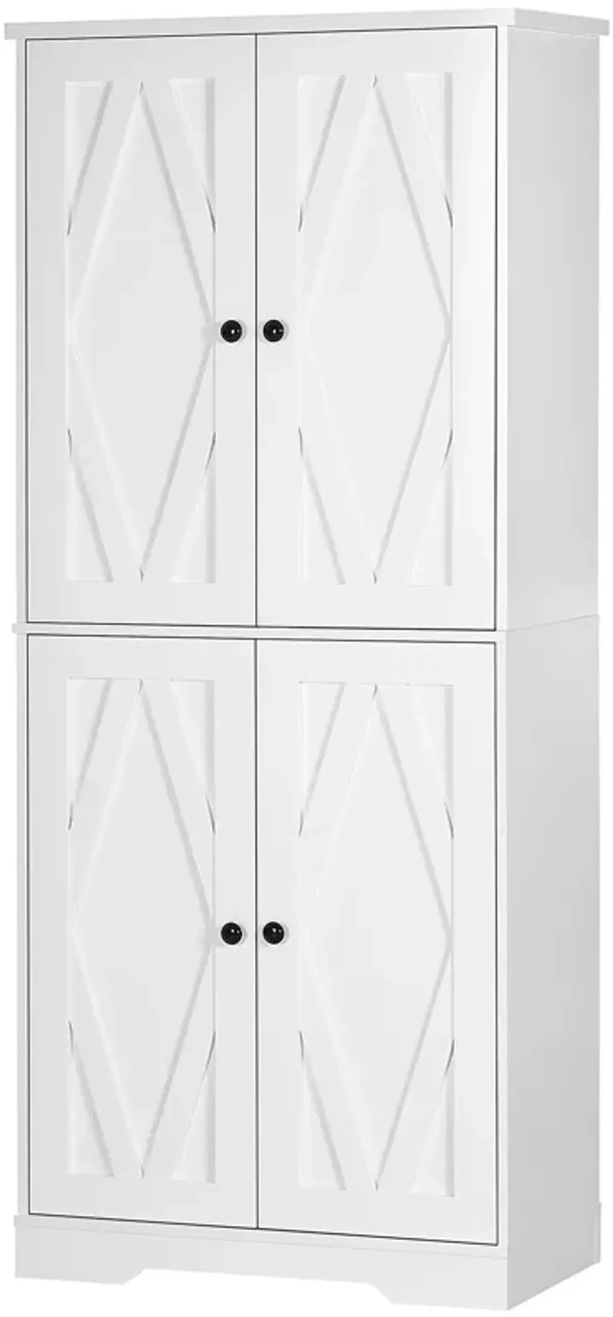 HOMCOM 71" Freestanding Kitchen Pantry Farmhouse Storage Cabinet White