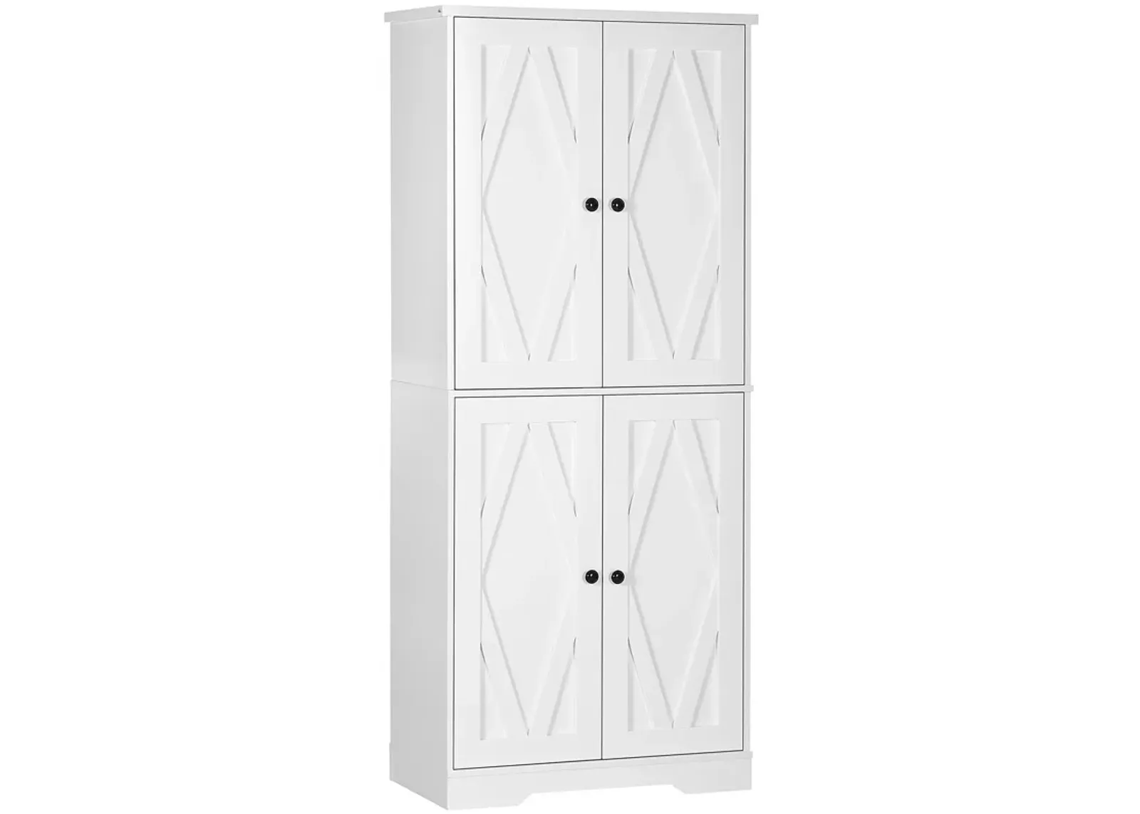 HOMCOM 71" Freestanding Kitchen Pantry Farmhouse Storage Cabinet White