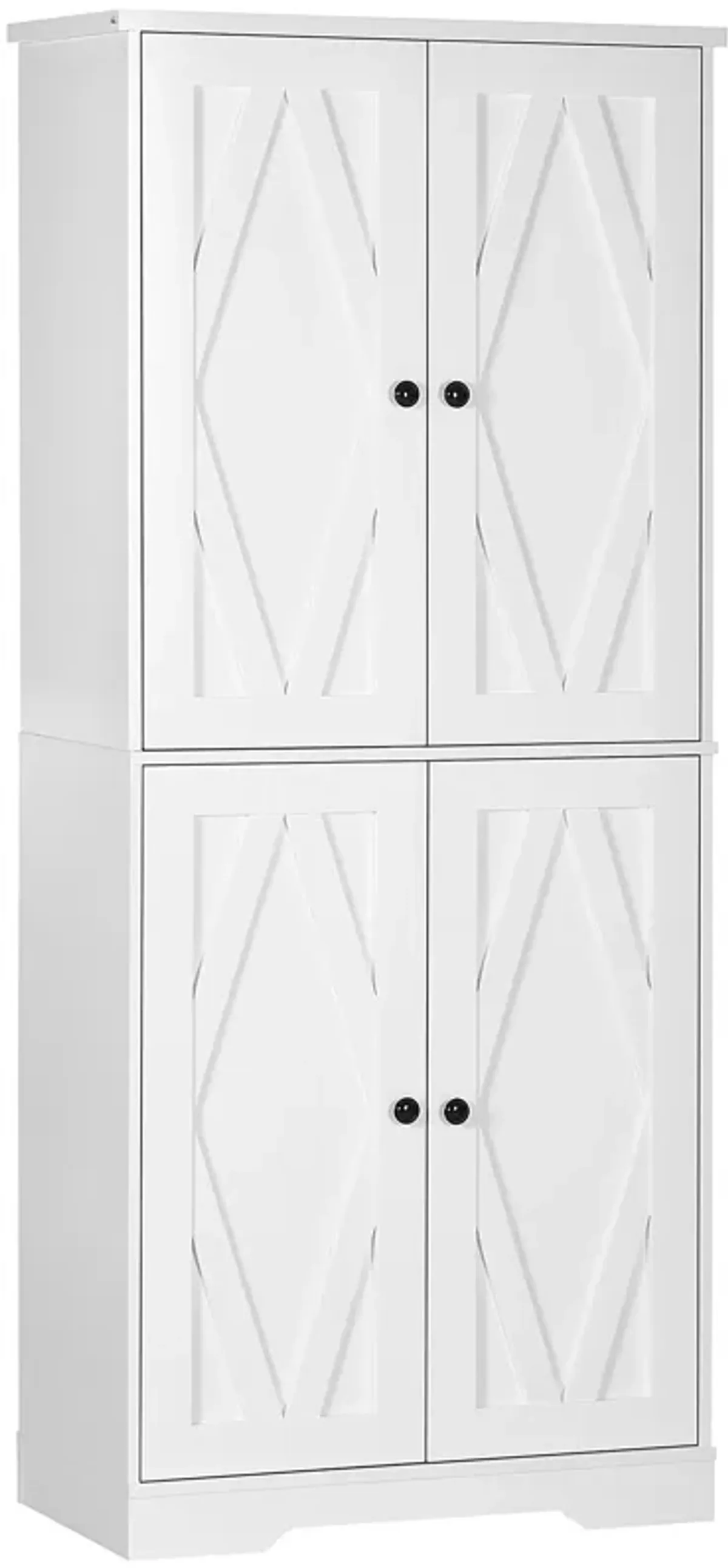 HOMCOM 71" Freestanding Kitchen Pantry Farmhouse Storage Cabinet White