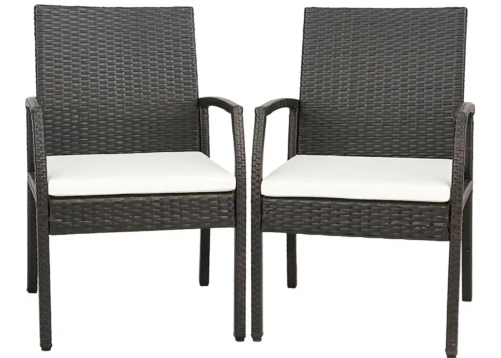 Hivvago 2 Pieces Patio Wicker Dining Armchair Set with Soft Zippered Cushion-Set of 2