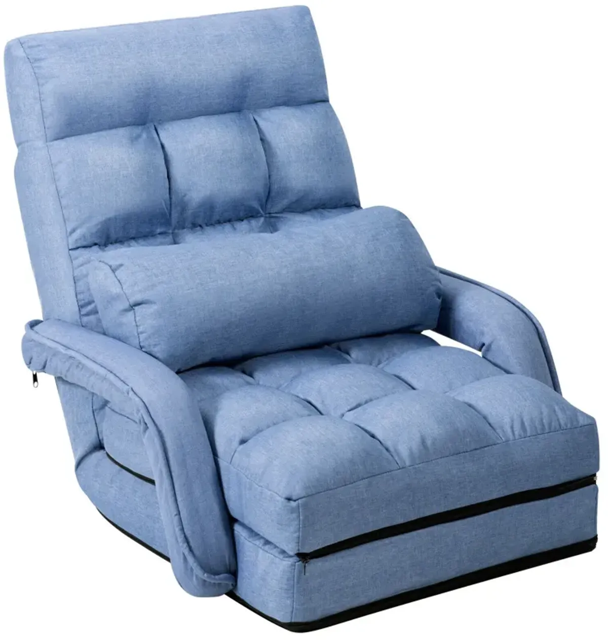 Folding Lazy Floor Chair Sofa with Armrests and Pillow