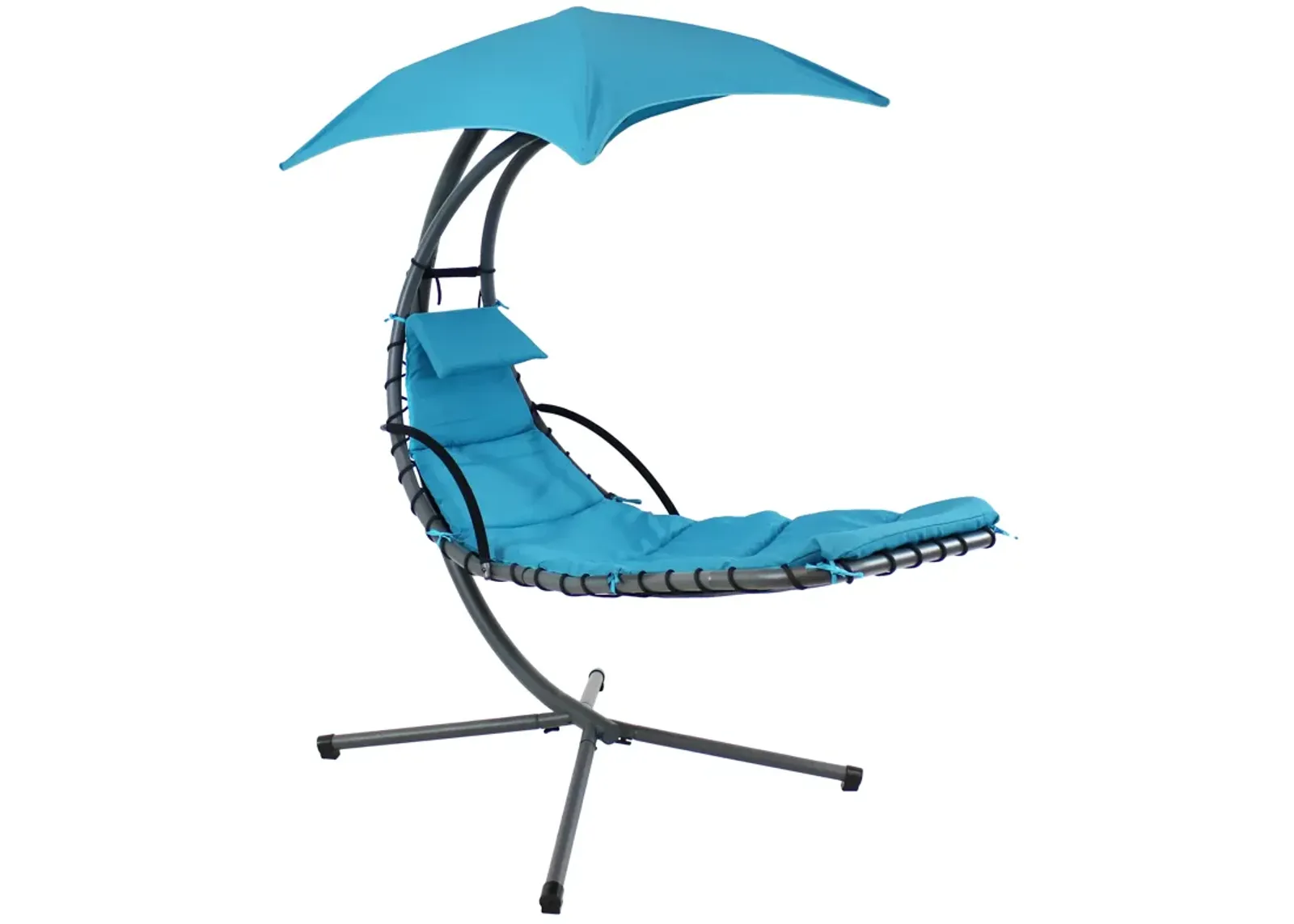 Sunnydaze Floating Lounge Chair with Umbrella and Curved Steel Stand