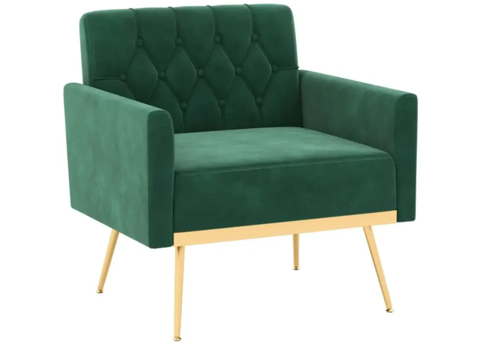 Hivvago Modern Velvet Accent Chair with Button Tufted Back Golden Metal Legs and Adjustable Foot Pads