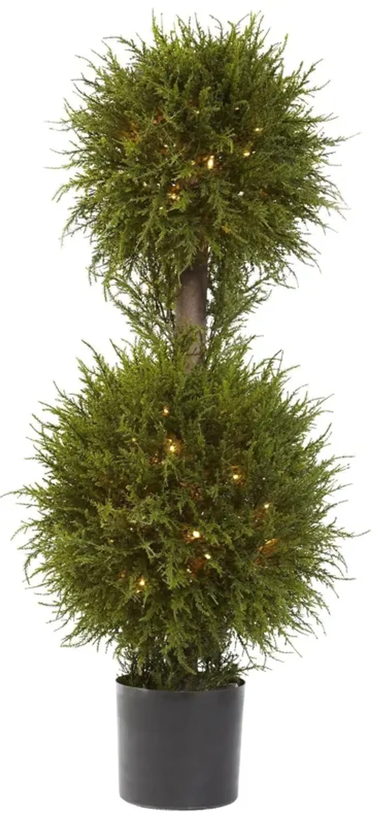 Nearly Natural 40-in Cedar Double Ball Topiary w/Lights