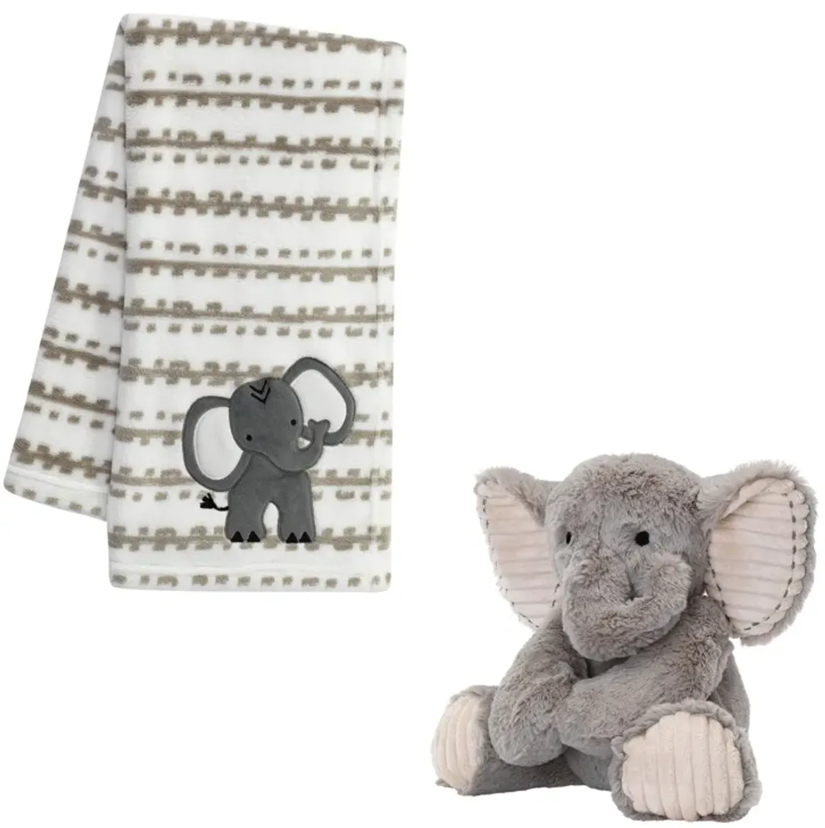 Lambs & Ivy Blanket & Plush Luxury Newborn Baby Gift Set - Gray Elephant