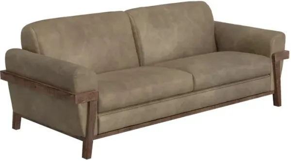 Pola Sofa, 95 Inch, 2 Throw Pillows, Modern Oyster Gray Faux Leather - Benzara