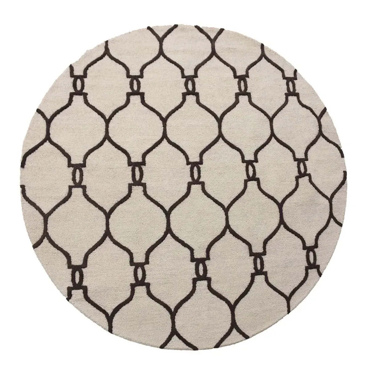 RUGSOTIC CARPETS HAND TUFTED WOOL ECO-FRIENDLY AREA RUGS  - 8'x8', Round Shape, Beige & Brown, Geometric Modern Design, High Pile Thick Handmade Area Rugs for Living Room, Bed Room (K01004)