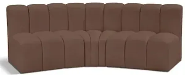 Meridian Furniture Arc Brown Vegan Leather Modular Sofa