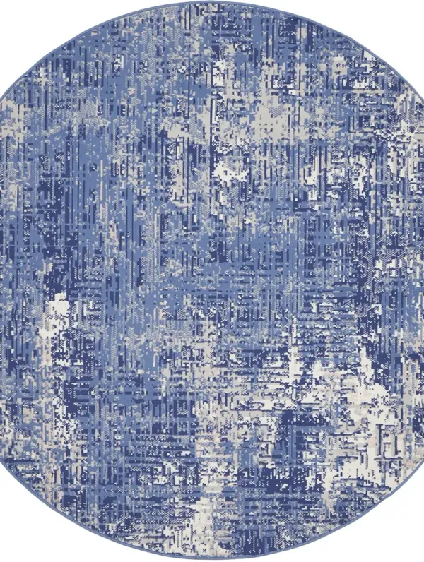 Whimsicle WHS08 Blue/Ivory 5' x Round Rug