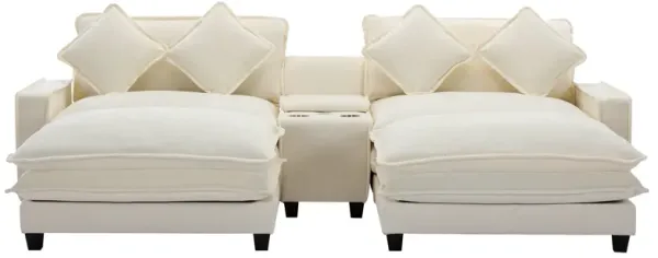 Merax  Chenille Upholstered Sofa with Removable Ottoman