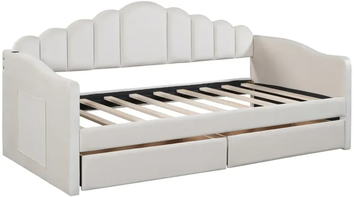 Merax Upholstered Daybed Bed Frame with 2 Drawers