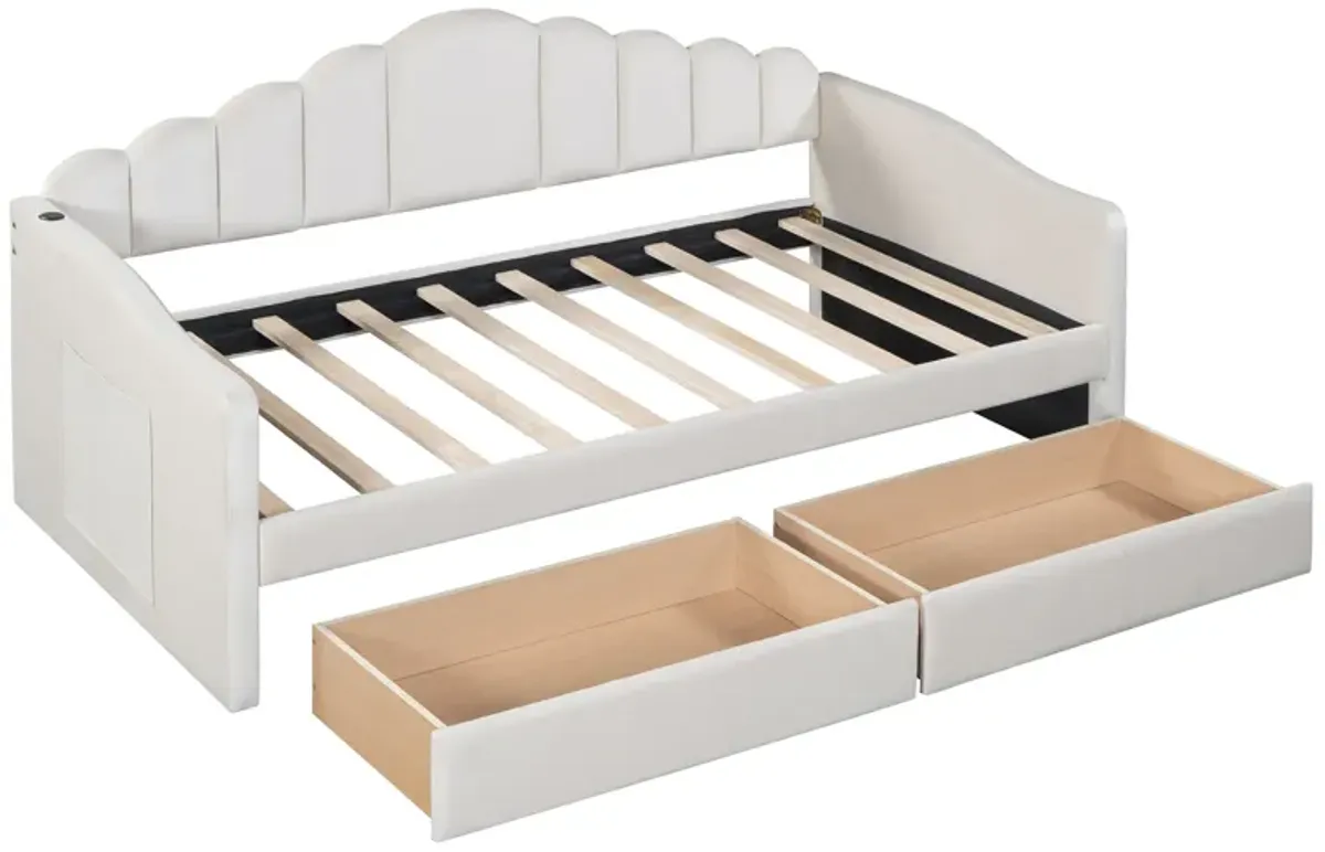 Merax Upholstered Daybed Bed Frame with 2 Drawers