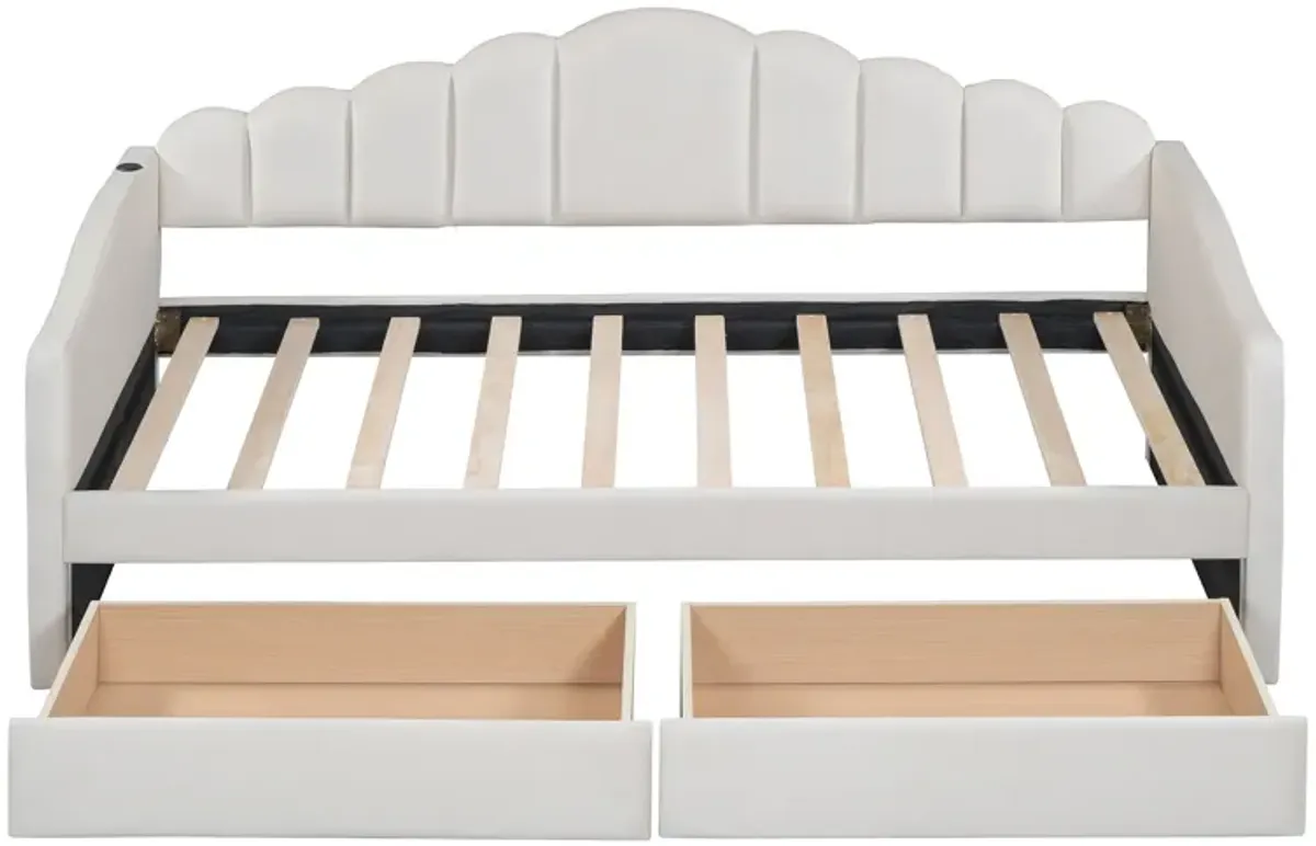 Merax Upholstered Daybed Bed Frame with 2 Drawers