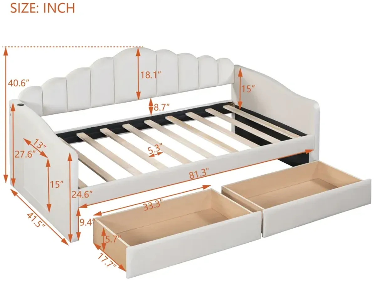 Merax Upholstered Daybed Bed Frame with 2 Drawers