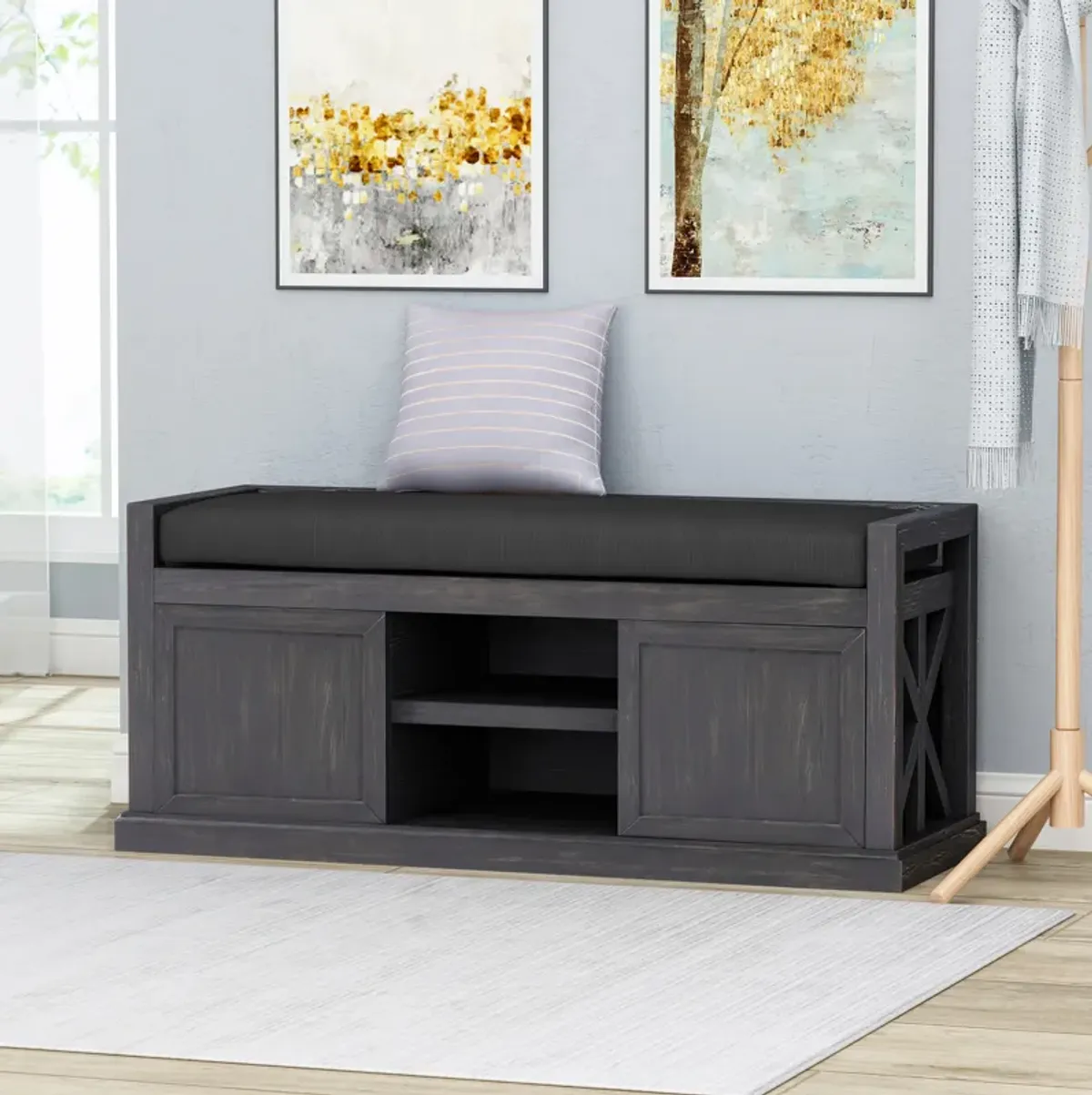 Merax Entryway Shoe Cabinet Shoe Storage Bench