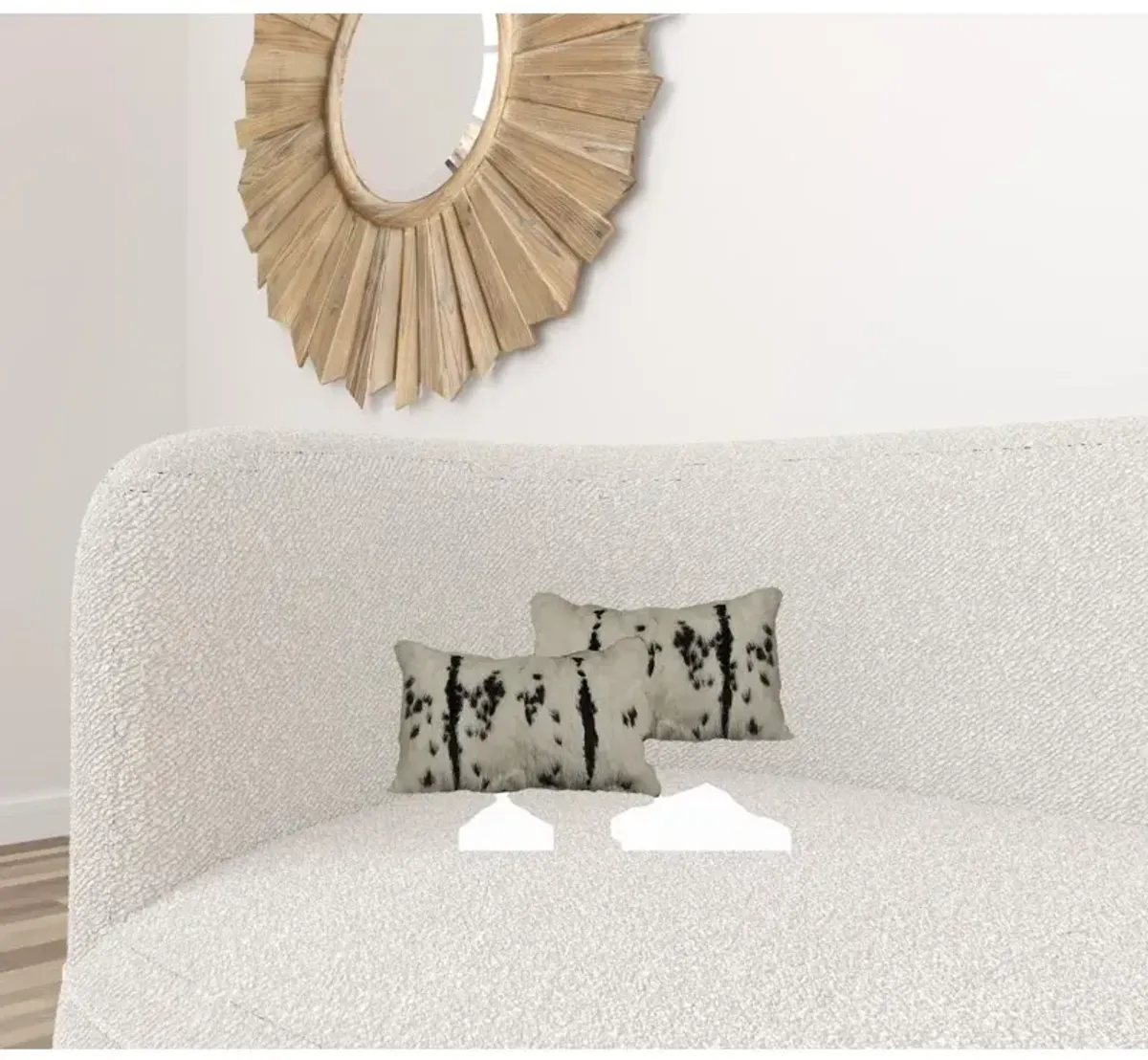 Hivvago Set Of Two 12" X 20" Black And White Rabbit Zippered Natural Fur Animal Print Throw Pillows