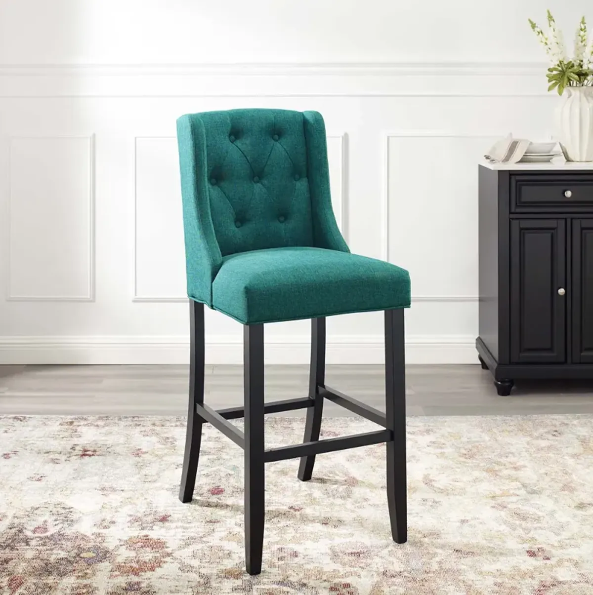 Baronet Tufted Button Upholstered Fabric Bar Stool