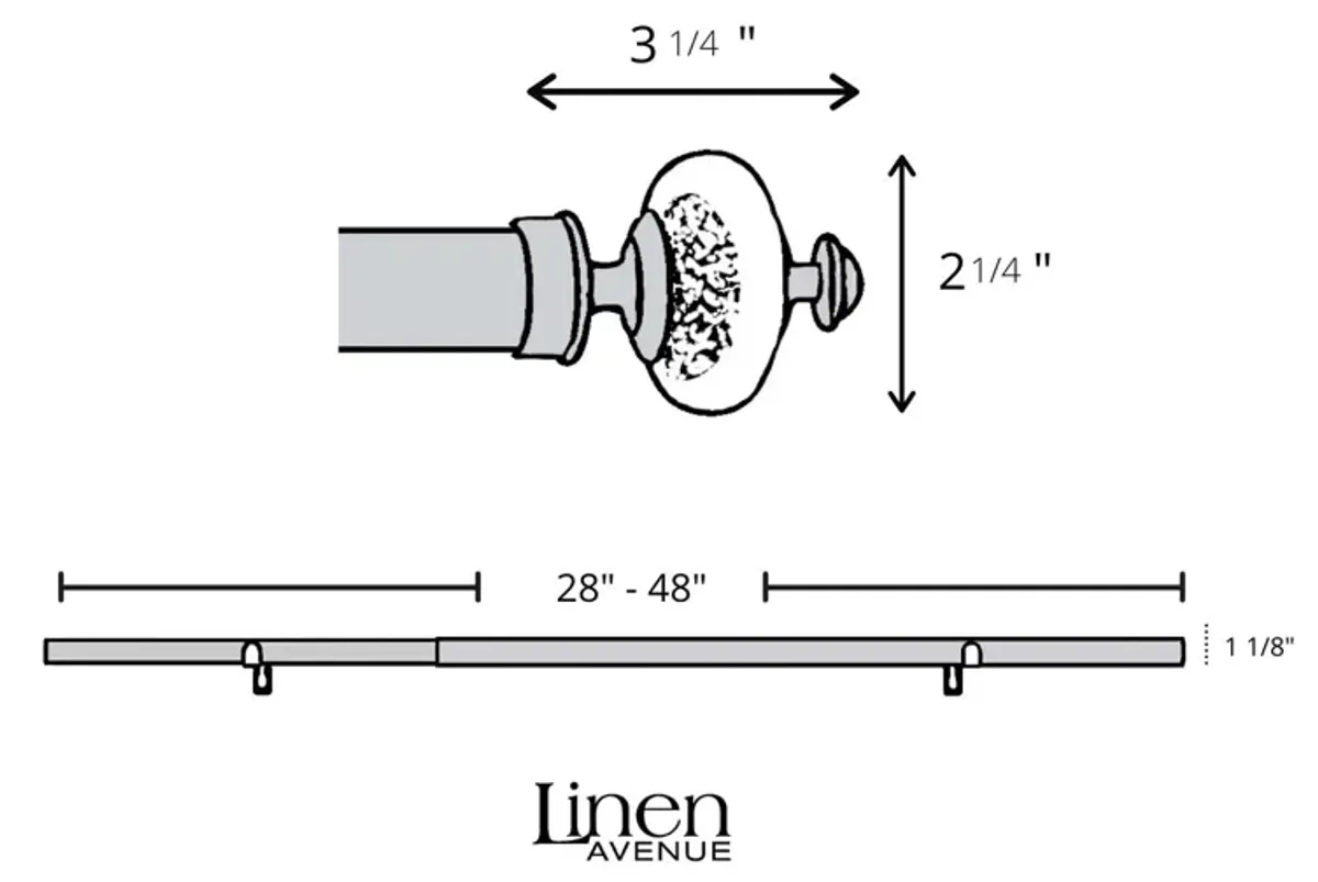 Linen Avenue Grey Stone Cap Double Window Curtain Rod Set