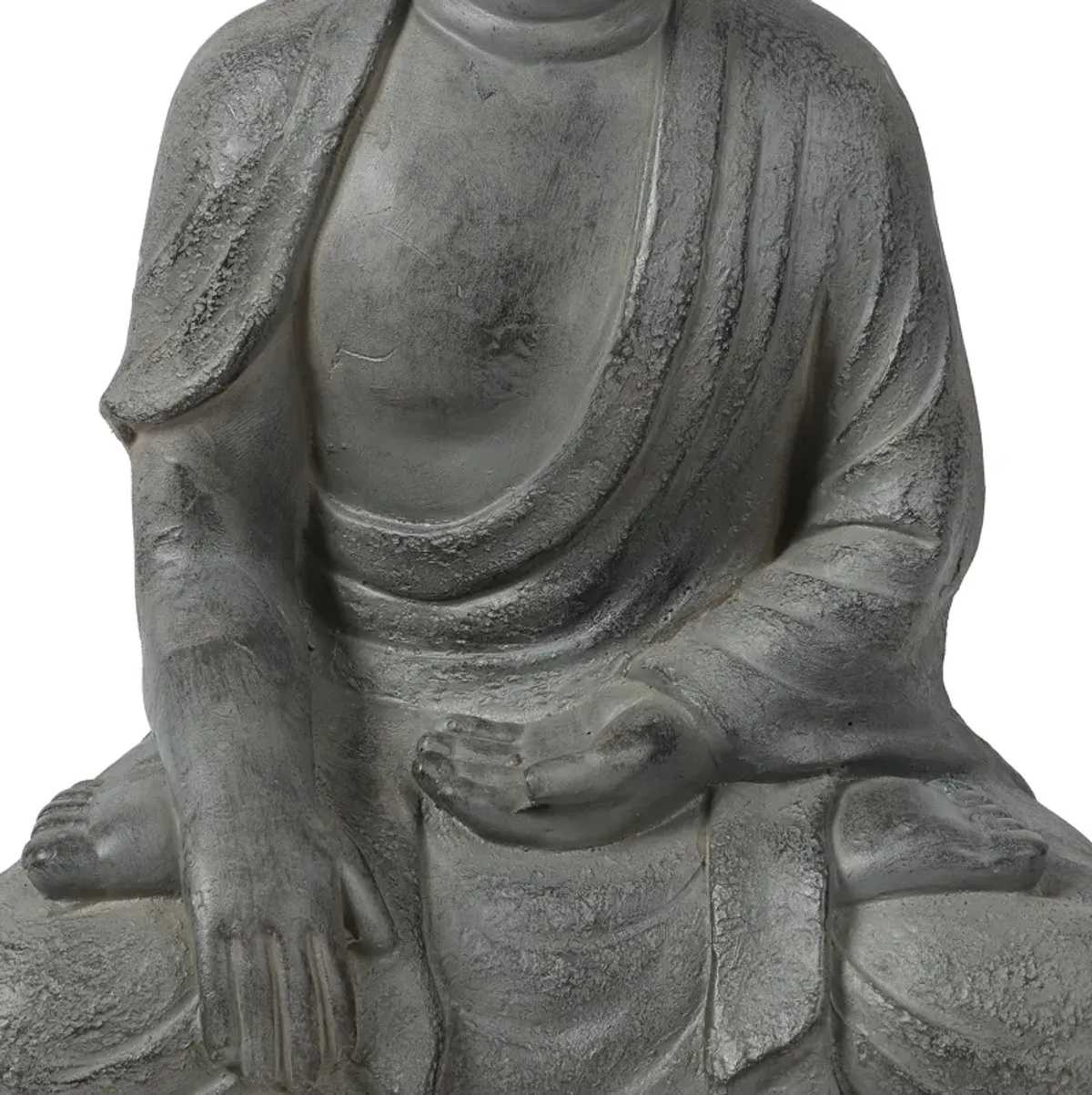 LuxenHome Gray MgO Enlightened Buddha Garden Statue