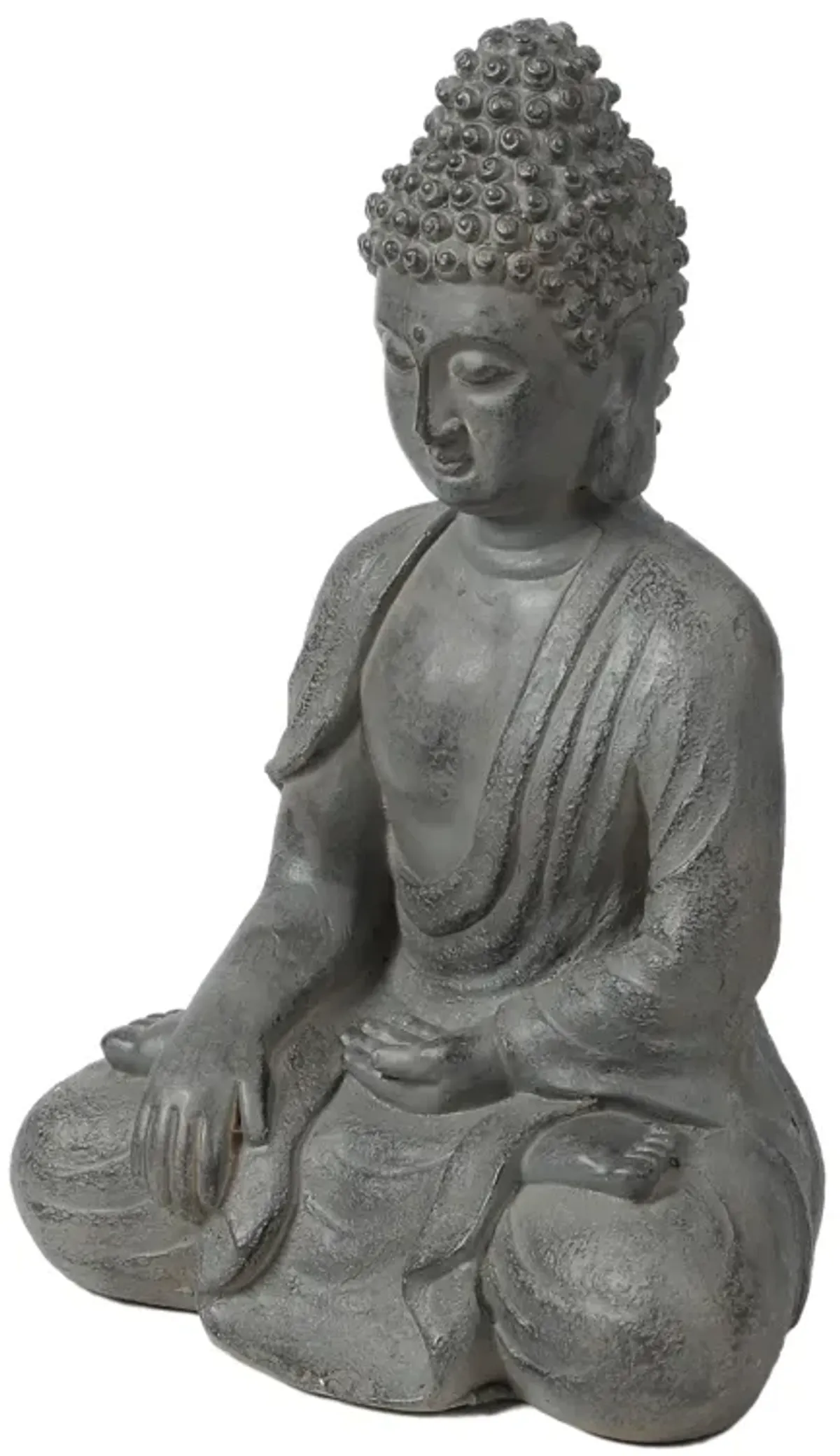 LuxenHome Gray MgO Enlightened Buddha Garden Statue