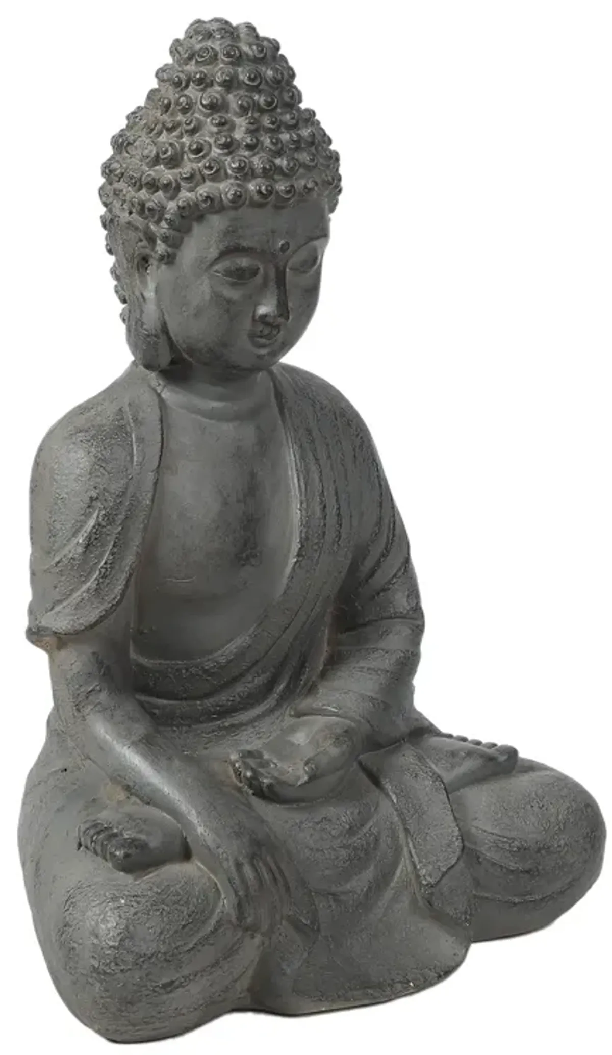 LuxenHome Gray MgO Enlightened Buddha Garden Statue