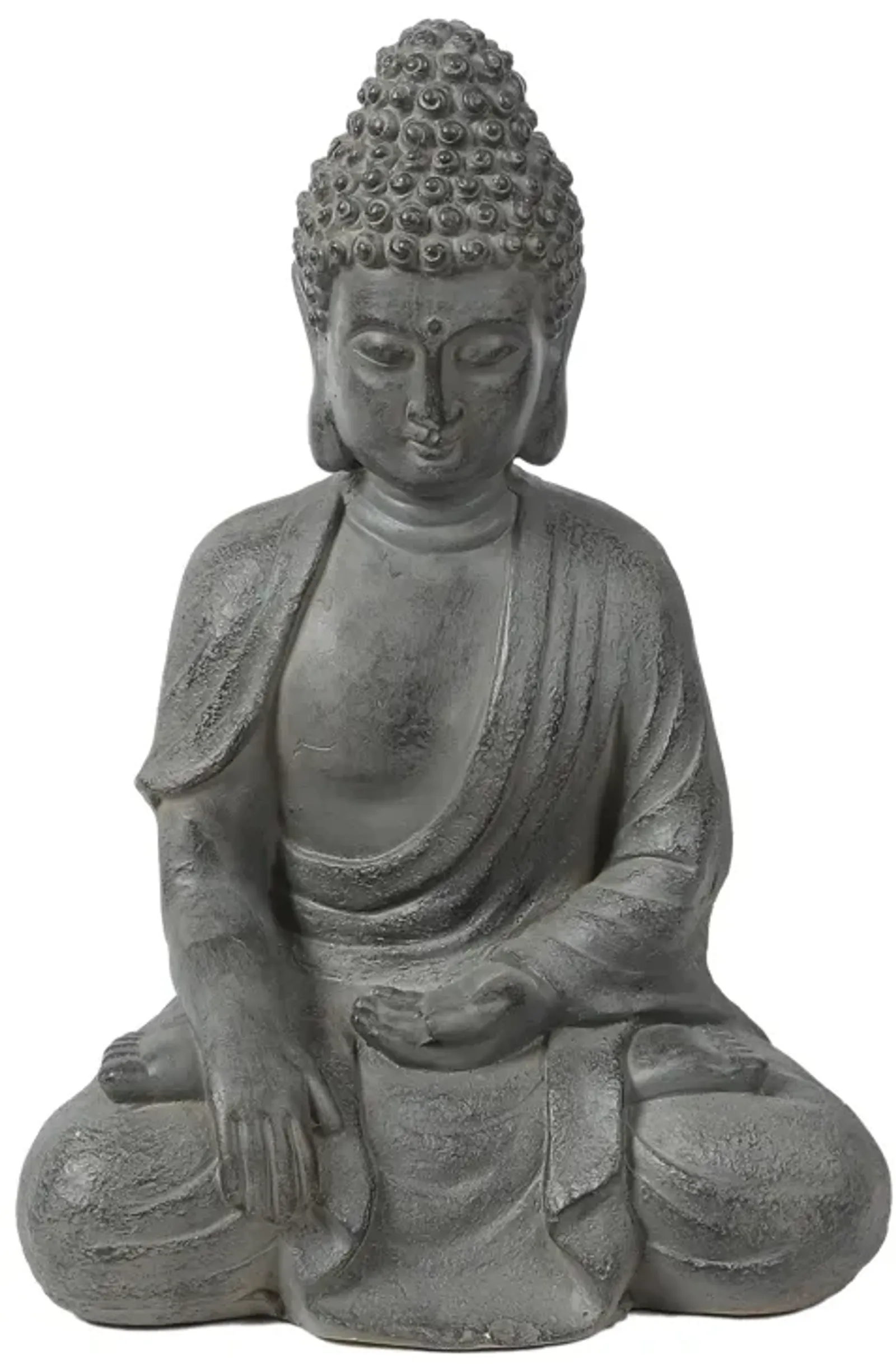 LuxenHome Gray MgO Enlightened Buddha Garden Statue